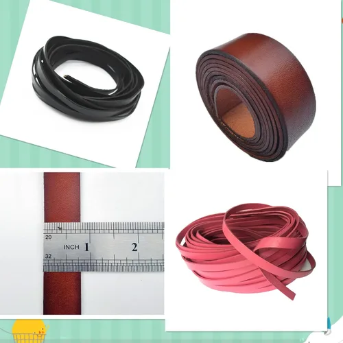 Vista 3 de Glory Qin 5 yardas de 0.394 in x 0.079 in - Tira de piel de vaca auténtica, 0.394 in de ancho, artesanía de cuero real para fabricación de joyas