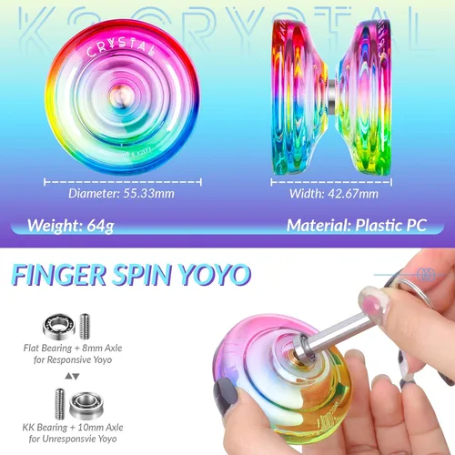 Vista 4 de MAGICYOYO Yoyo Sensible para Niños de 8 a 12 años, Paquete de 2 Yoyos, Truco Profesional de Girar con Dedo para Avanzados, Yoyo de Metal de Doble