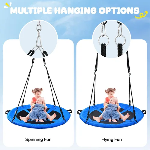 Vista 3 de Trekassy Columpio de árbol de platillo de 700 libras de 40 pulgadas para niños y adultos, textileno al aire libre con 2 correas para colgar
