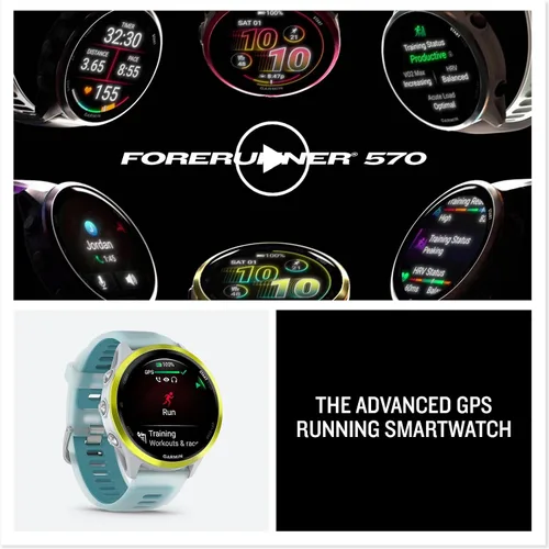 Vista 9 de Garmin® Forerunner® 570, 1.850 in, reloj inteligente avanzado con GPS para correr y triatlón, pantalla AMOLED, funciones de entrenamiento