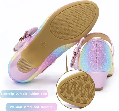 Vista 4 de ADAMUMU Zapatos de tacón bajo para niñas (niños pequeños)