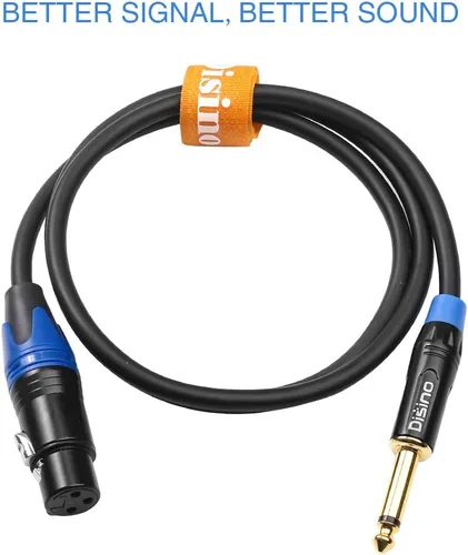 Vista 6 de Cable de micrófono XLR hembra a TS mono de 1/4 pulgadas (6.35mm), desequilibrado de 3 pines XLR hembra a conector de micrófono TS de cuarto