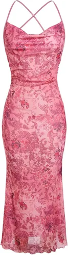 Vista 43 de SOLY HUX Vestido de malla floral para mujer, vestido largo para cóctel Estampado floral multicolor.