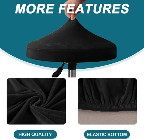 Vista 5 de Turquoize Paquete de 2 Fundas para Taburetes de Bar Fundas Redondas para Taburetes con Bandas Elásticas Fundas de Asiento de Taburete de Bar Funda