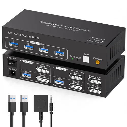 Vista 10 de Selector de interruptor USB 3.0 4 computadoras comparten 4 puertos USB A para ratón, teclado, impresora, escáner con control remoto inalámbrico