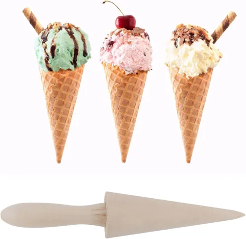 Vista 6 de Molde de rodillo de pizzela, cono de madera gofres helado cono pizza pastelería herramienta de moldeo