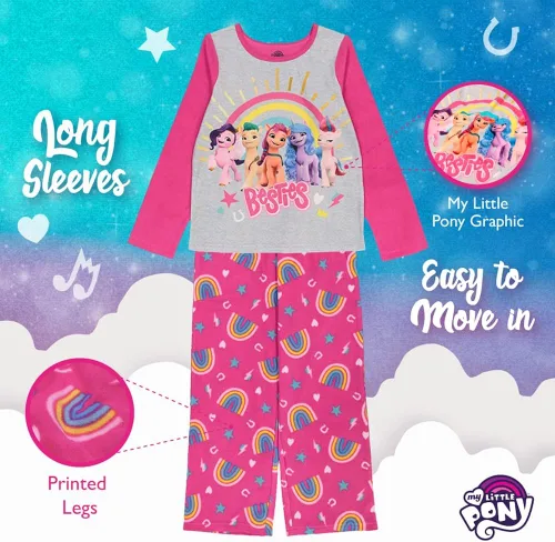 Vista 4 de My Little Pony Conjunto de pijama de 2 piezas para niñas Arco iris