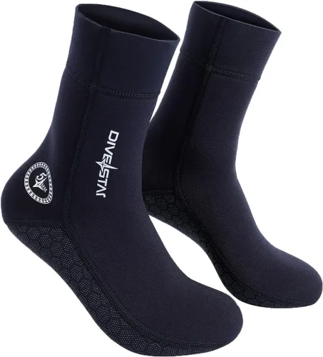 Vista 7 de DIVESTAR Calcetines de neopreno de buceo para hombres y mujeres, 0.118 pulgadas, 0.118 pulgadas, negro/camuflaje, calcetines de buceo para deportes