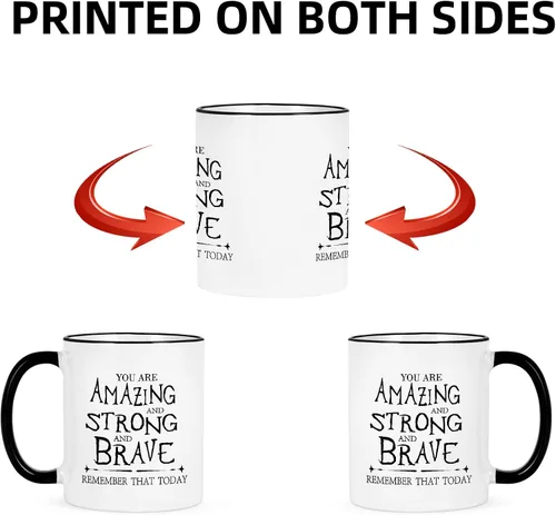 Vista 6 de Cabtnca Taza de café inspiradora - You're Amazing And Strong And Brave, regalo fuerte para mujer, regalo de agradecimiento para hombres, 11 onzas