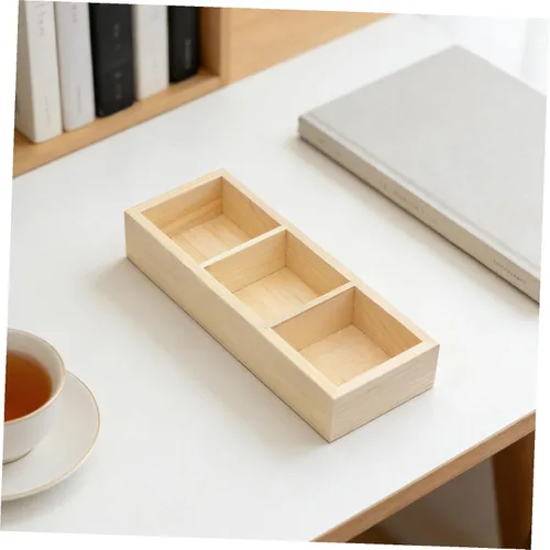 Vista 8 de FUOYLOO Wood Tea Bag Box with 3 Compartments Storage Organizer