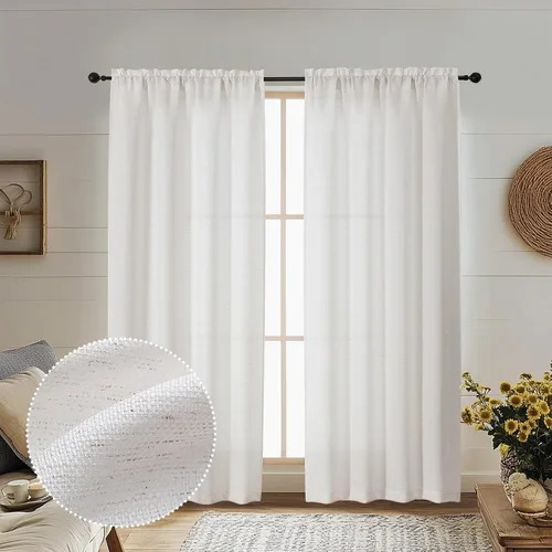 Vista 11 de OWENIE Bob Juego de 2 Paneles de Cortinas Negras de Cocina para Ventanas de 36 Pulgadas de Largo, Cortinas Cortas de Café con Textura de Lino