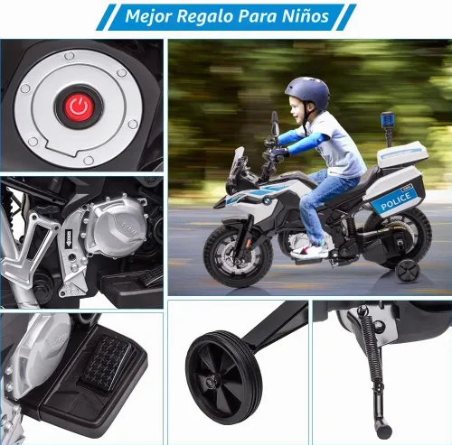 Vista 8 de Motocicleta de policía para niños de 12 V, motocicleta con licencia