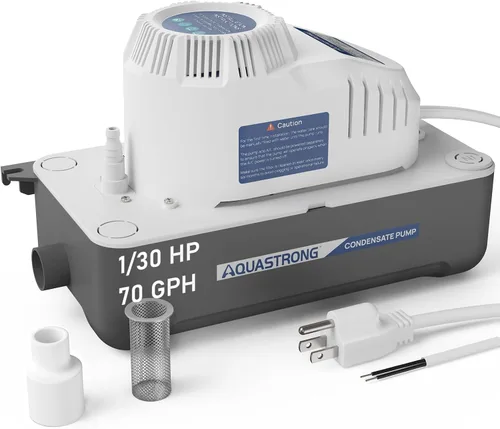 Vista 8 de Aquastrong Bomba de condensado HVAC de 115 V 70 GPH, bomba de extracción de condensado de CA con interruptor de seguridad automático y tubo de 19.7