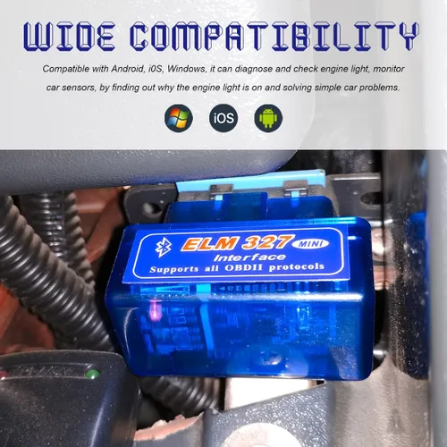 Vista 3 de 2 escáneres de diagnóstico automático de coche ELM327 OBDⅡ, mini herramienta de escaneo Bluetooth profesional OBDII y lector de código, interfaz