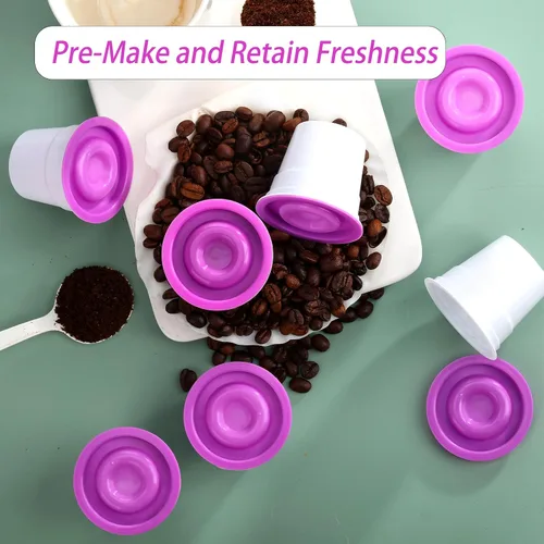 Vista 8 de 30 cápsulas desechables K Cups compatibles con cafetera Keurig 1.0and2.0, cápsulas de café prefabricadas con tapa morada, cápsulas de café