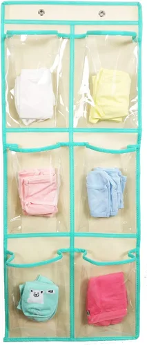 Vista 3 de Organizador de zapatos para colgar sobre la puerta, con 6 bolsillos grandes transparentes, paquete de 2 unidades (grande)