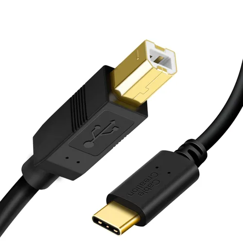 Vista 10 de CableCreation Cable de impresora USB C a B de 3.3 pies, escáner y cable MIDI para piano digital Yamaha Casio, controlador DJ, 1 M, negro