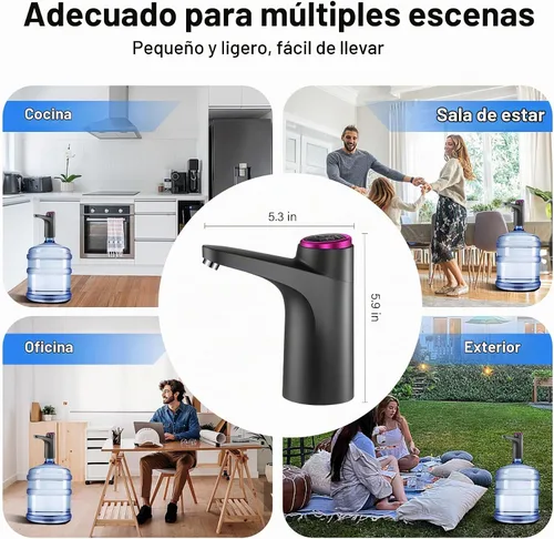 Vista 6 de Dispensador de agua de 5 galones - Bomba de agua potable eléctrica automática con carga USB para jarras de 2 a 5 galones