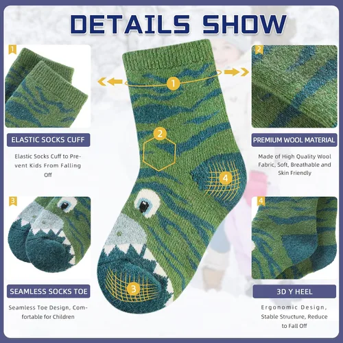 Vista 34 de Eocom 6 pares de calcetines de invierno cálidos de lana para niños y niñas