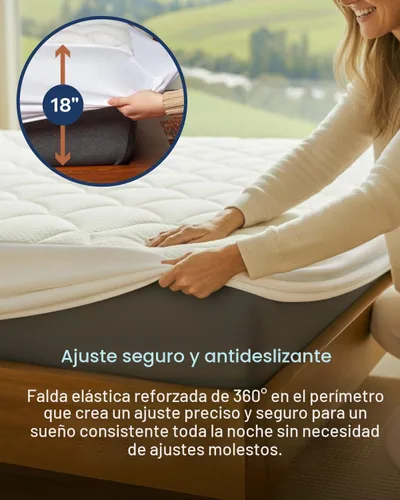 Vista 5 de ViscoSoft Cubrecolchón refrescante tamaño individual, suave y relleno de alta calidad, soporte similar a una nube, acolchado relleno de fibra
