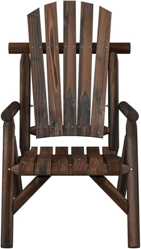 Vista 4 de Solid Spruce Wood Garden Chair Burned Wood Look Ergonomic Design Durable Outdoor Seating Rectangular Shape 33.9x26.8x40.6 in Brown for Patio Balcony