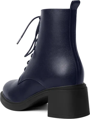 Vista 7 de ROSERWISH Botas altas de tacón bajo y grueso para mujer, con cordones, cómodas, modernas, con puntera redonda, de 2.5 pulgadas