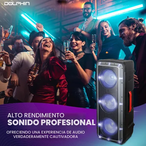 Vista 4 de Dolphin SP-310RBT Triple 10" recargable Fiesta altavoz, fuerte, bajo, portátil