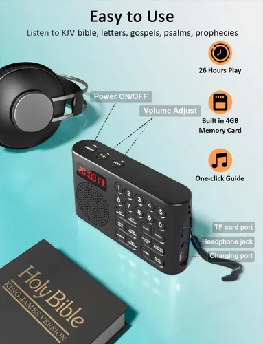 Vista 3 de iGuerburn KJV Audio - Reproductor de Biblia para personas mayores, Biblia electrónica antigua y nueva versión en versión King James, Biblia hablante