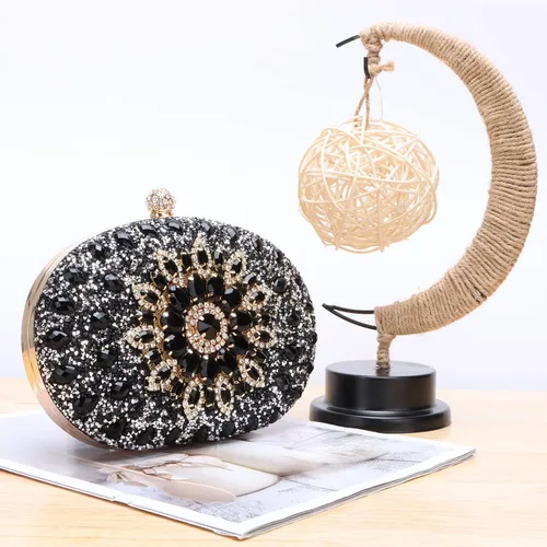 Vista 8 de Bolso de mano de noche con diamantes de imitación para mujer, bolsa de mano con diamantes brillantes y brillantes, bolsa de fiesta de boda de cristal