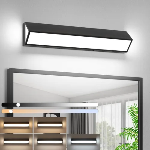 Vista 10 de Barra de luz LED moderna para tocador de baño (16 pulgadas, 5 CCT, regulable), accesorios de iluminación de pared de baño de acrílico moderno sobre