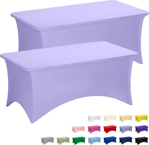 Vista 20 de Fixwal Paquete de 6 Manteles de Mesa Rectangulares, Cubierta de Mesa de 6 Pies, Mantel Blanco Rectangular Ajustado Elástico Rectangular, Cubierta
