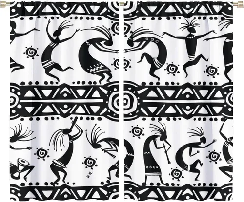 Vista 38 de Kokopelli - Cortinas opacas para cocina, decoración de sala de estar, dormitorio, 21 x 45 pulgadas, 2 paneles