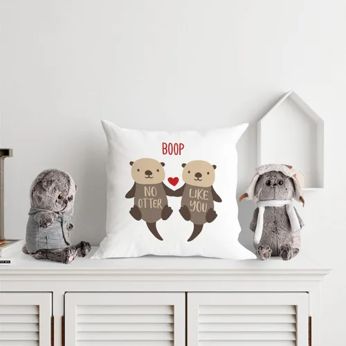 Vista 3 de Regalos de nutria: fundas de almohada de amor 18x18, funda de almohada de nutria para ella, regalo del día de San Valentín