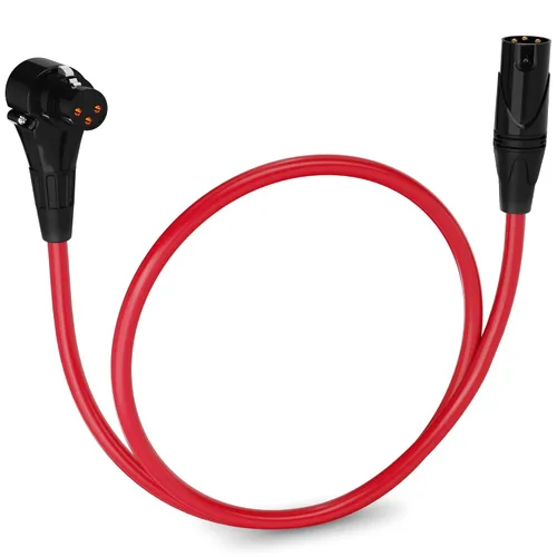 Vista 115 de LyxPro Cable de micrófono XLR hembra a macho de ángulo recto de 3 pines de 1.5 pies para altavoces amplificados, interfaz de audio, rendimiento