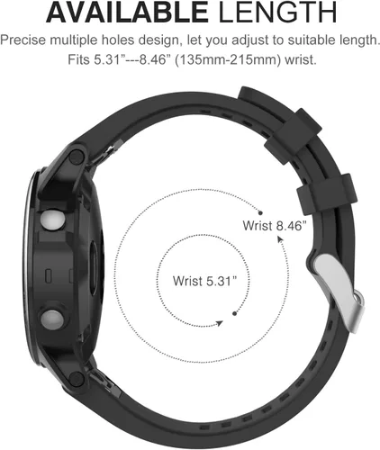 Vista 5 de MoKo Band Compatible with Garmin Fenix 7S & 6S, Soft Silicone Replacement Watch Band Strap Negro