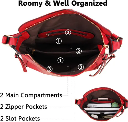Vista 5 de VONXURY - Bolso de mano de piel sintética para mujer, bolso de hombro grande con bolsillos laterales para trabajo y viajes