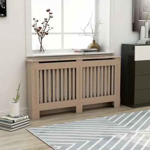 Vista 35 de 2 piezas de MDF para el hogar, calentador de sala de estar, soporte lateral para calefacción, cubierta de radiador, estante de gabinete de Blanco