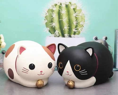 Vista 4 de FUYU Alcancía de gato de dibujos animados, banco de monedas, decoración del hogar, regalo de cumpleaños