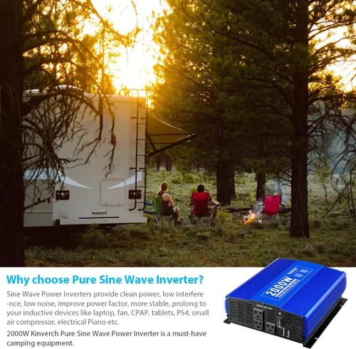 Vista 7 de Inversor de Onda Sinusoidal Pura de 2000W 12V DC a 110V AC Inversor de Energía para Hogar/Camión/RV/Camping/Barco/Sistema Solar Fuera de la Red