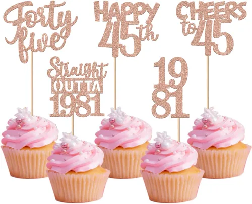 Vista 116 de 30 piezas negras para cupcakes de 10.º cumpleaños con purpurina Ten Happy 10 Straight Outta 2016 para saludos a 10 años 10 cumpleaños, boda Negro