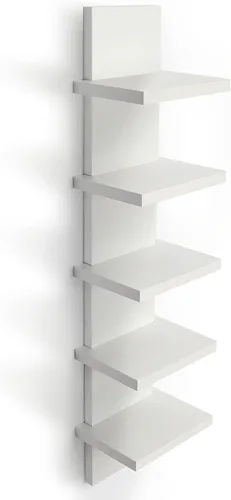 Vista 15 de Estantes de pared de 5 niveles en negro, estante de columna vertical flotante, organizador de almacenamiento para decoración del hogar, diseño