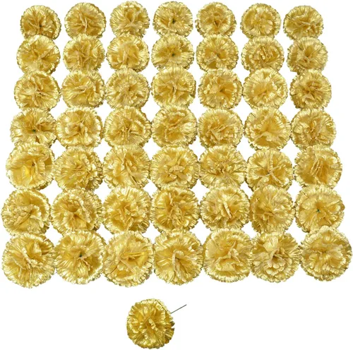 Vista 12 de Flor de clavel artificial, 50 piezas de clavel de seda negra a granel con Negro