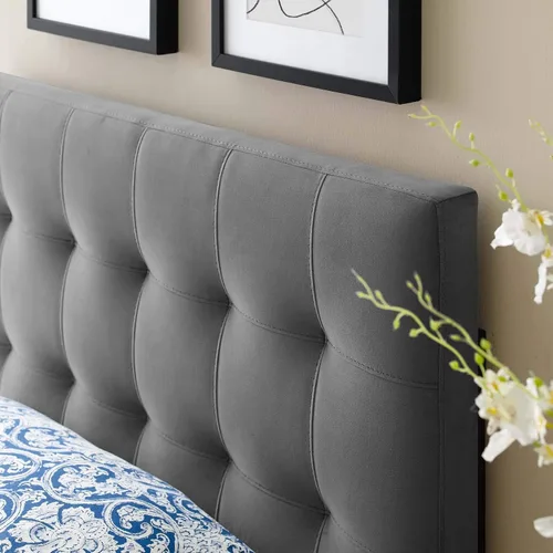 Vista 5 de Modway Lily Biscuit - Cabecero de terciopelo con estilo capitoné para cama individual, color gris