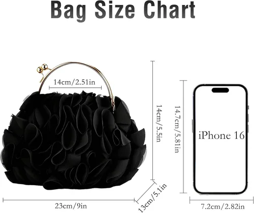 Vista 3 de Bolso de mano de noche para mujer, monederos de satén floral con cadena para bodas, fiestas, bailes de graduación Floral, Satin, with Chain, for