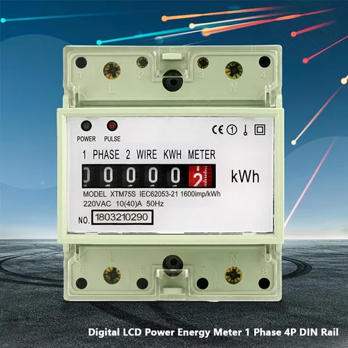 Vista 7 de Medidor eléctrico del carril del estruendo del metro electrónico del kilovatio, 220V AC Digital la monofásico del vatiímetro 2 del alambre 4P metro