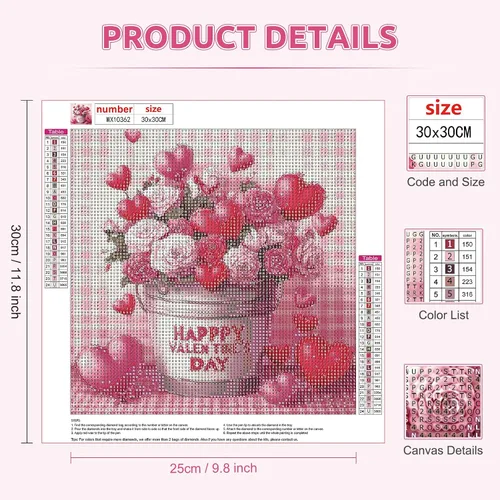 Vista 3 de EOBROMD Kit de pintura artística de diamantes de flores, pinturas de diamantes de perforación completa para adultos principiantes, pintura