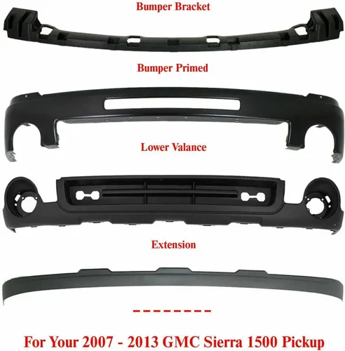 Vista 2 de US AUTO PARTS PLUS Nuevo parachoques delantero de acero imprimado + cubierta de soporte + deflector de aire de cenefa inferior + extensión