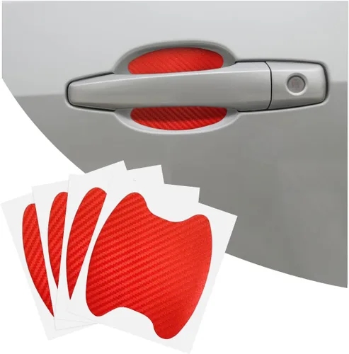 Vista 9 de 4 calcomanías para tazas de manijas de automóvil, película protectora antiarañazos de fibra de carbono para puertas de automóvil, protector de tazas