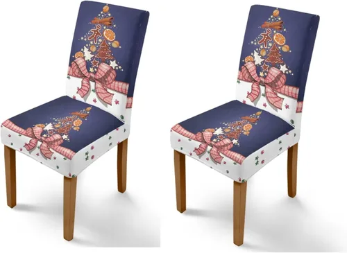 Vista 138 de Rnyleeg Fundas navideñas para sillas de comedor, fundas de asiento de comedor con estampado de campanas brillantes, juego de 1 funda suave y lavable