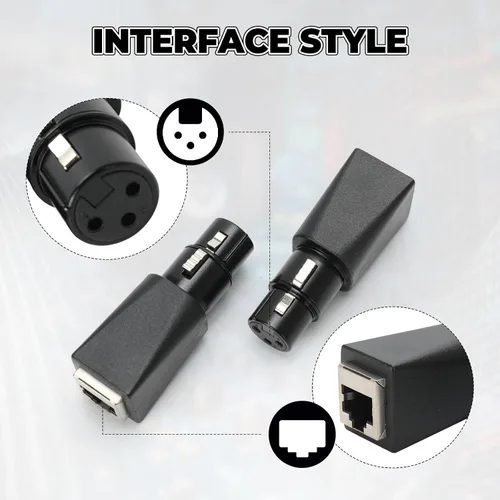 Vista 4 de 4 PCS DMX a RJ45 Conector Macho/Fmale 3-Pin XLR Adaptador Plug, este adaptador puede utilizar cualquier cable Ethernet Cat-5 como un cable Dmx512